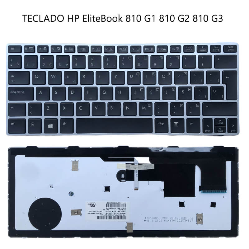 TECLADO HP EliteBook 810 G1 810 G2 810 G3 SILVER FRAME BLACK (Backlit,without point,Win8)