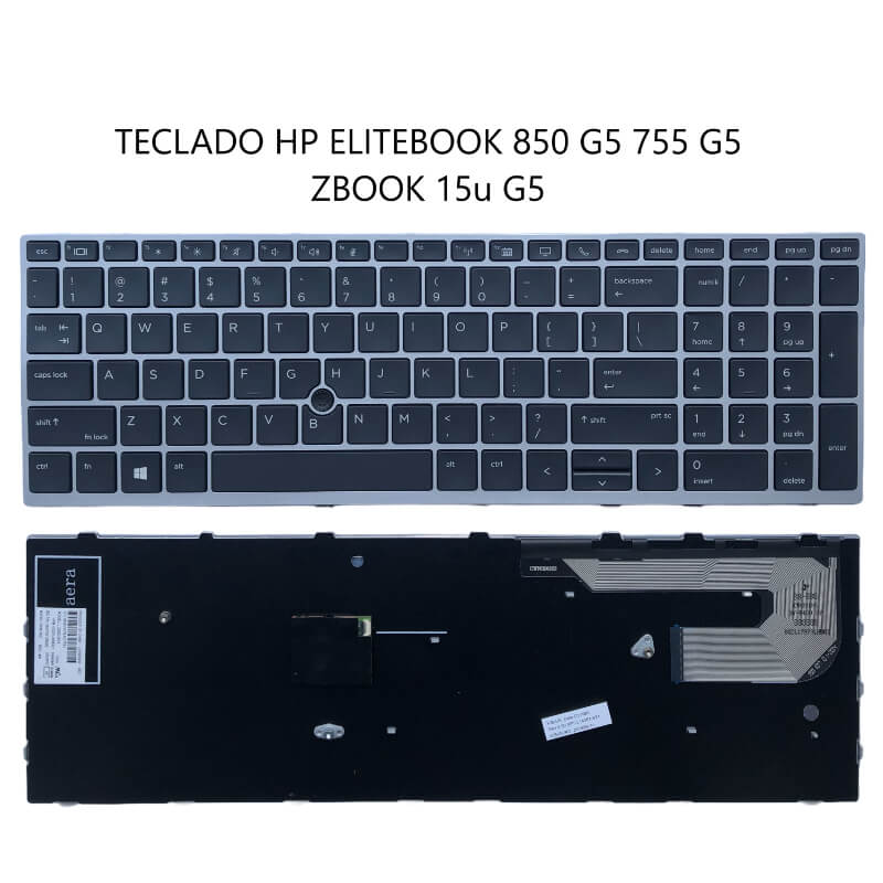 TECLADO HP Elitebook 850 G5 755 G5 ZBook 15u G5 SILVER FRAME BLACK (with point,Win8)