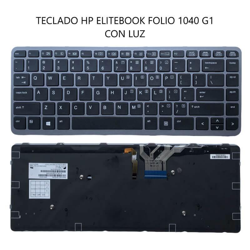 TECLADO HP EliteBook Folio 1040 G1 SILVER FRAME BLACK (Win8)