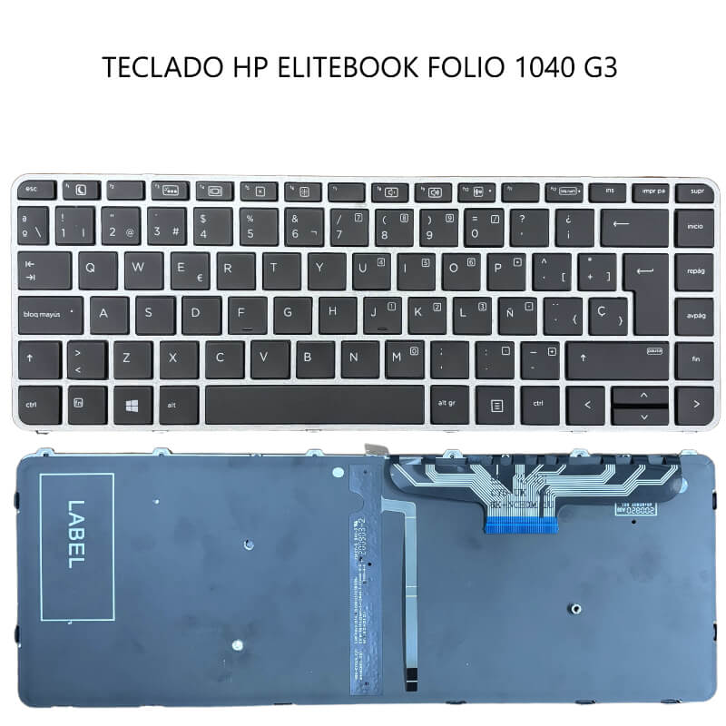 TECLADO HP EliteBook Folio 1040 G3 SILVER FRAME BLACK (Backlit,Win8)