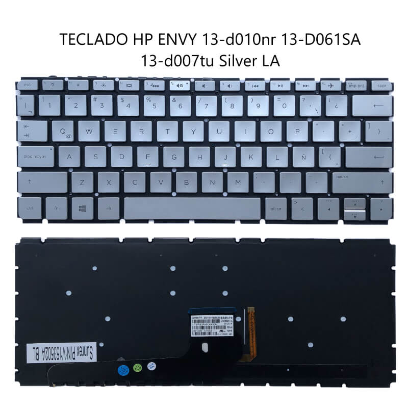 TECLADO HP ENVY 13-d010nr 13-D061SA 13-d007tu Silver LA (Backlit,Without FRAME Win8)