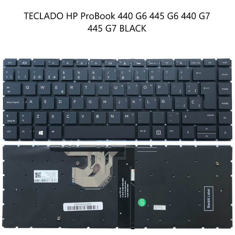 TECLADO HP ProBook 440 G6 445 G6 440 G7 445 G7 BLACK WITHOUT FRAME BACKLIT