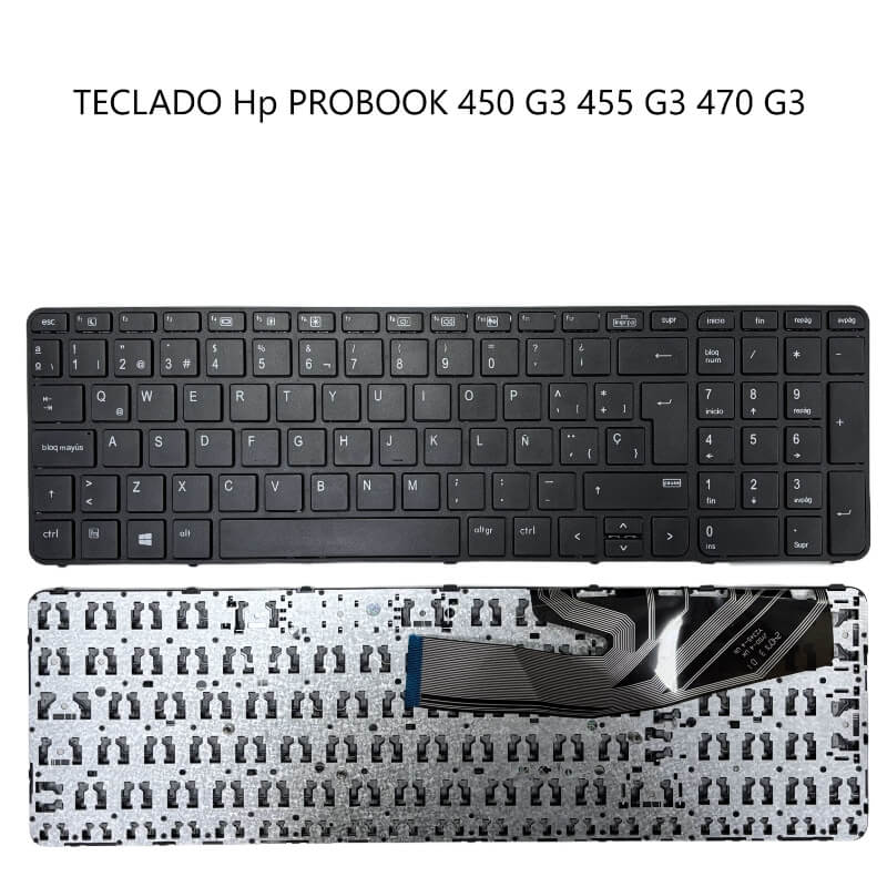 TECLADO Hp Probook 450 G3 455 G3 470 G3 Black Frame Black Win8 Us