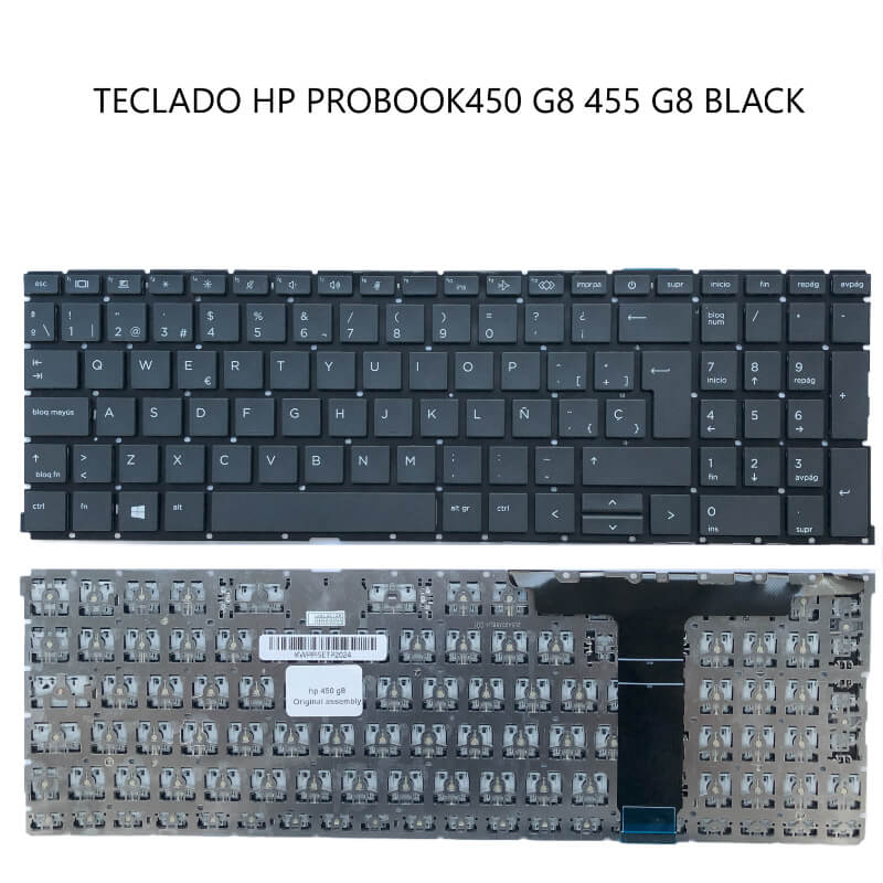 TECLADO HP ProBook 450 G8 455 G8 BLACK US With Backlit Board(win8)