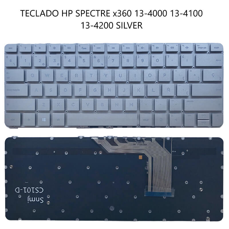 TECLADO HP Spectre x360 13-4000 13-4100 13-4200 SILVER (With cable folded,Without FRAME ,,WIN8)