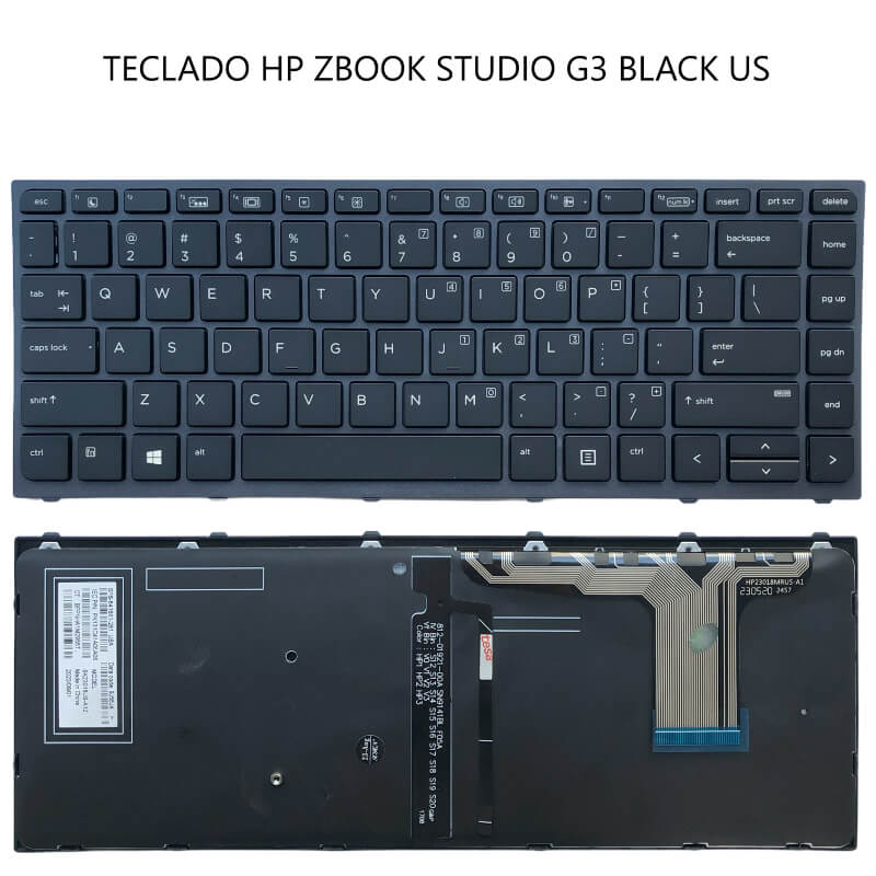 TECLADO HP zbook Studio G3 BLACK US ( GRAY FRAME, Backlit WIN8)