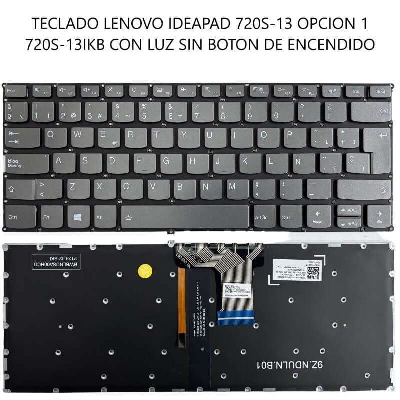 TECLADO Lenovo IdeaPad 720S-13 OPCION 1 720S-13IKB CON LUZ SIN BOTON DE ENCENDIDO
