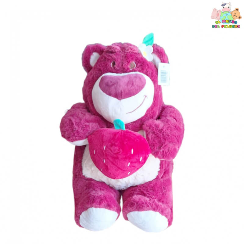 Peluche Oso Lotso #2 – Rosa Fucsia con Detalles Blancos y Fresa | 40cm de Altura – Toy Story | El Mundo del Peluche