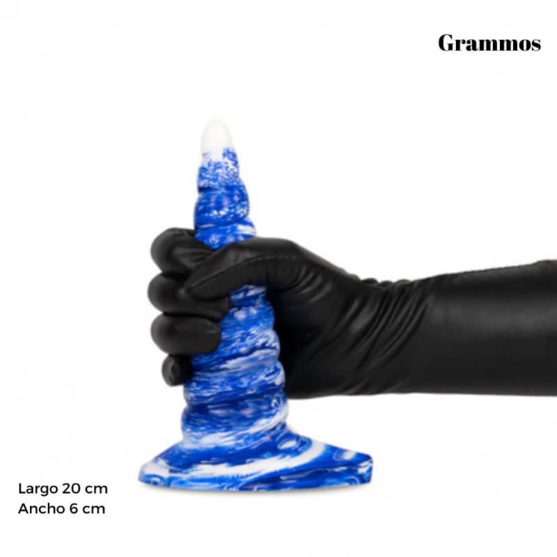 Dildo Unicornio Grammos Blanco y Azul: Consolador Texturizado para Placer Intenso