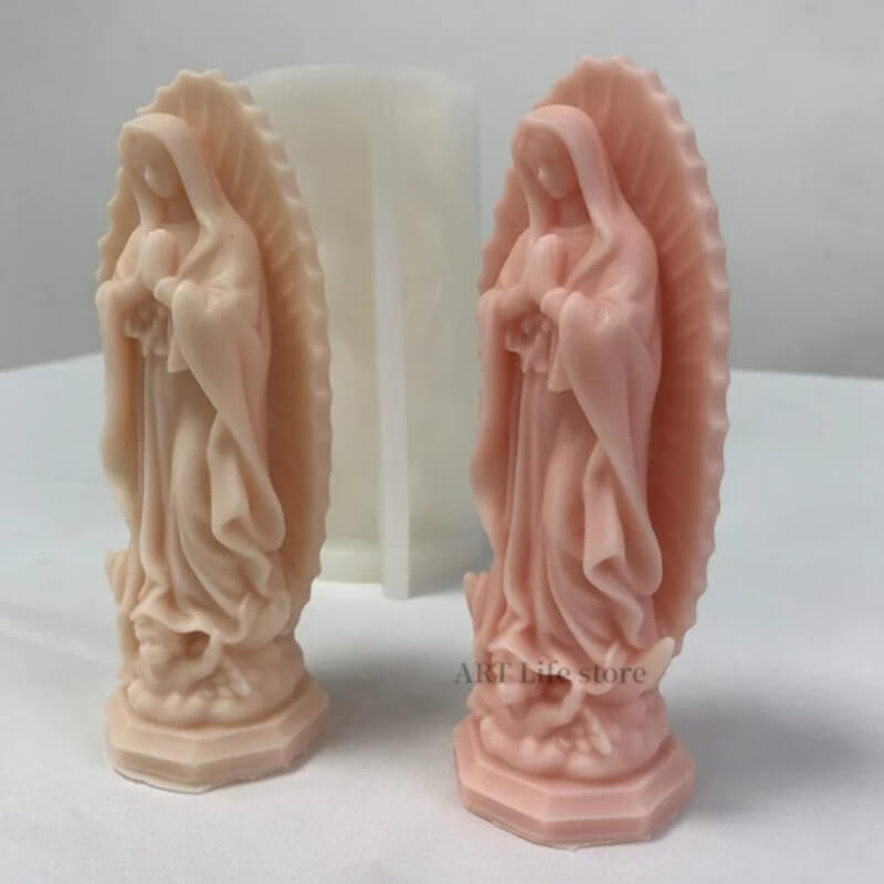 Molde de silicona con diseño VIRGEN DE GUADALUPE 3D L para uso en Velas, Jabones, resina, alimentos. (valor unitario)