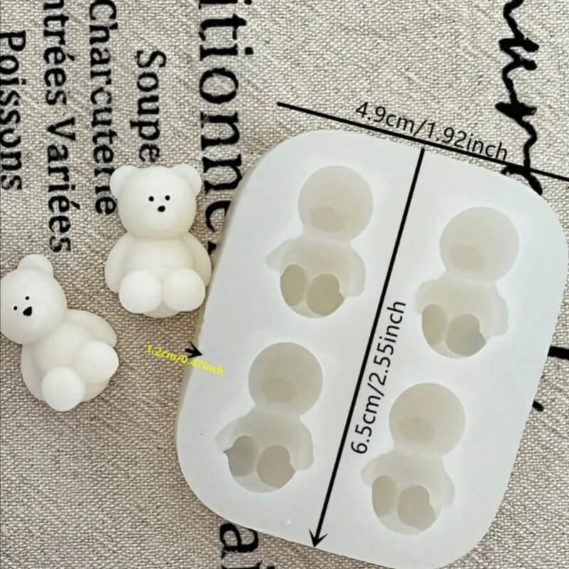Molde de silicona con diseño OSOS MINI X 4 para uso en Velas, Jabones, resina, alimentos.