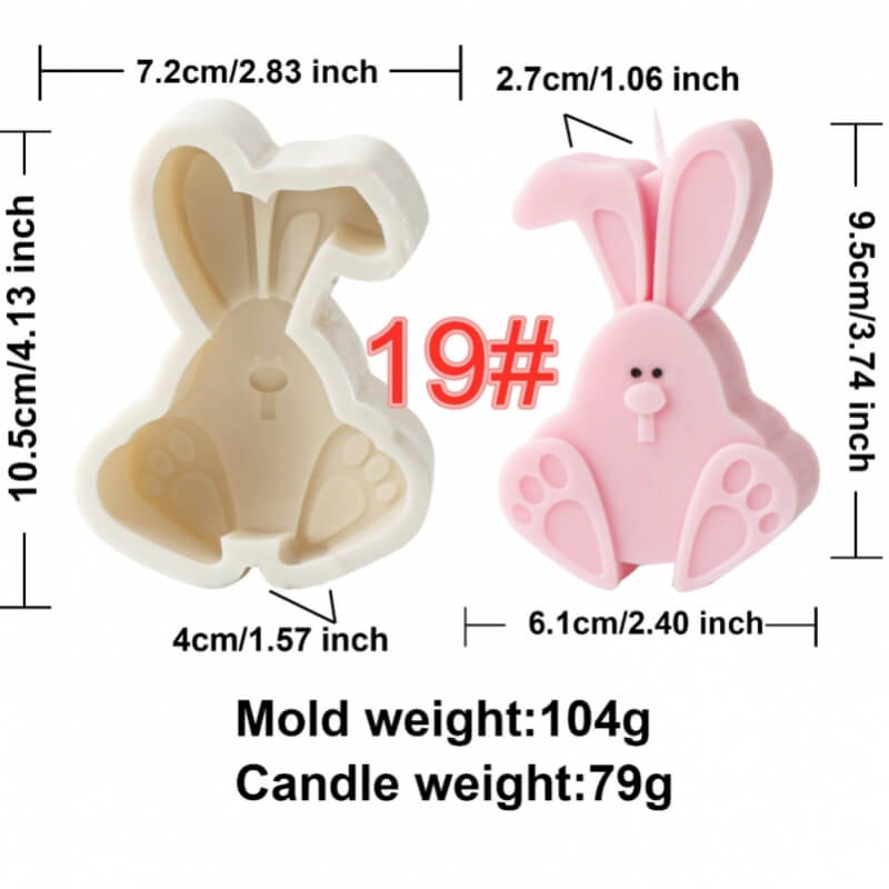 Moldes de silicona con diseño de CONEJO, VACA y GATO 2D para uso en Velas, jabón, alimentos, resina. (precio unitario en la descripcion)