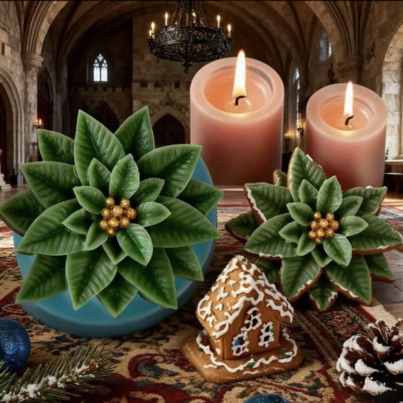 Moldes de silicona Flor de Navidad Grande para uso en velas, jabones, cemento, yeso, alimentos, resina.