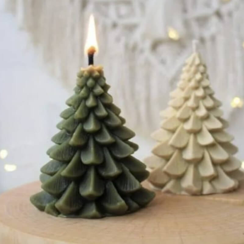 Molde de silicona de Árbol de Navidad con hojas labradas para uso en velas, jabones, cemento, yeso, alimentos, resina.