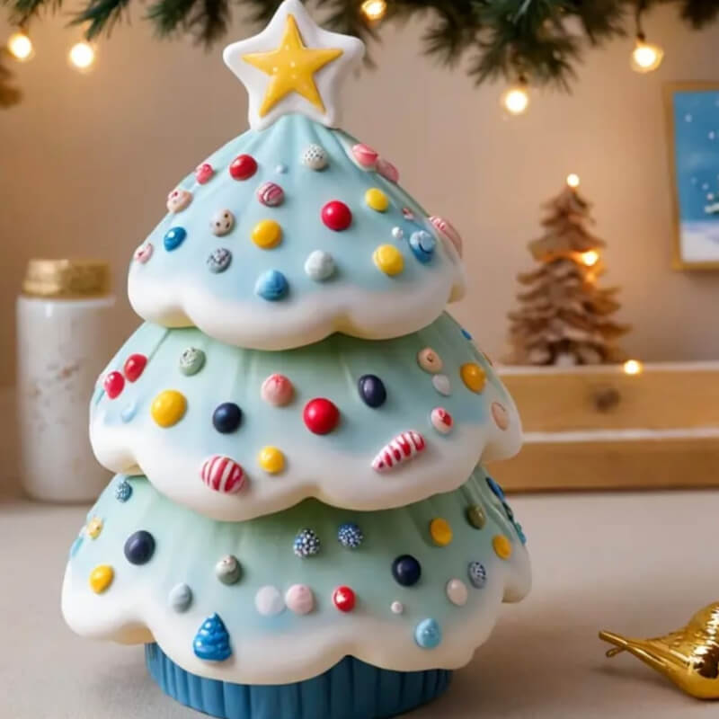 Molde de silicona estilo contenedor en 3 partes de navidad para uso en yeso, cemento, velas, resina