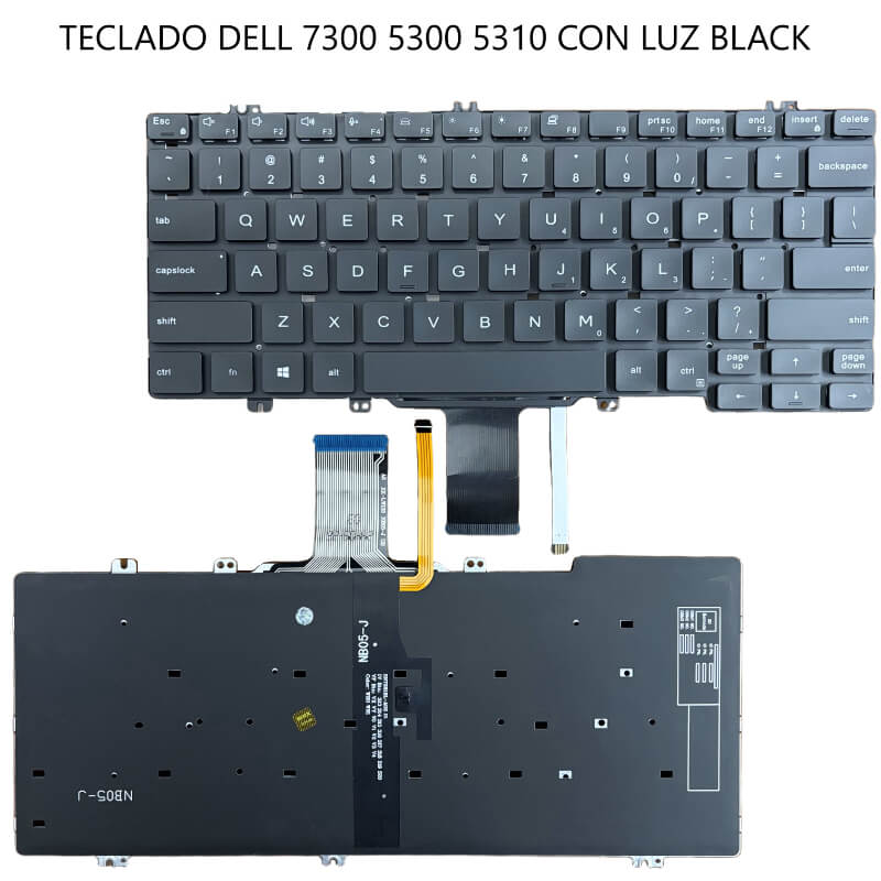 TECLADO Dell 7300 5300 5310 CON LUZ BLACK (Backlit,win8)
