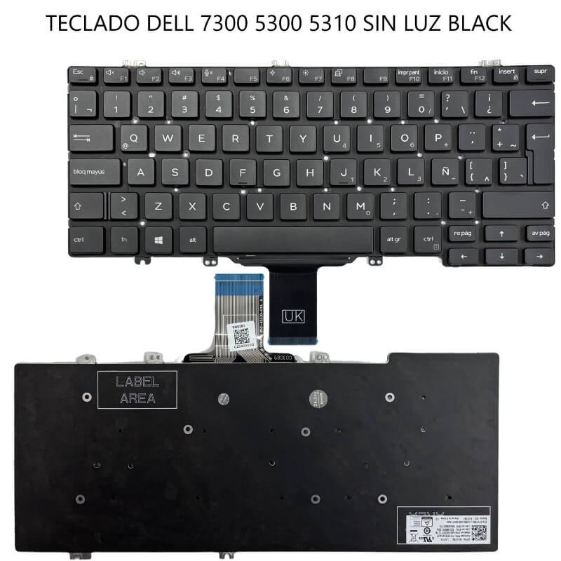 TECLADO Dell 7300 5300 5310 SIN LUZ BLACK