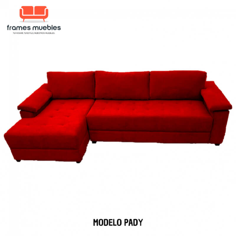 Sala Modular Modelo Pady – Adaptable a tu Estilo con Chaise Longue en Vibrante Color Rojo | Frames Muebles