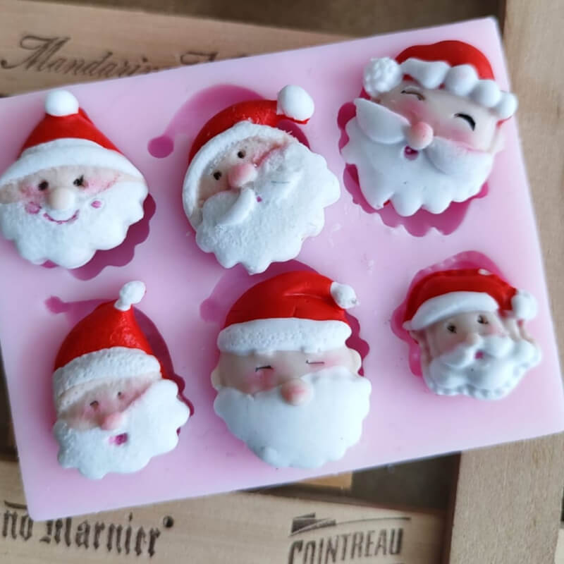 Molde de silicona PAPA NOEL NAVIDEÑO X6.