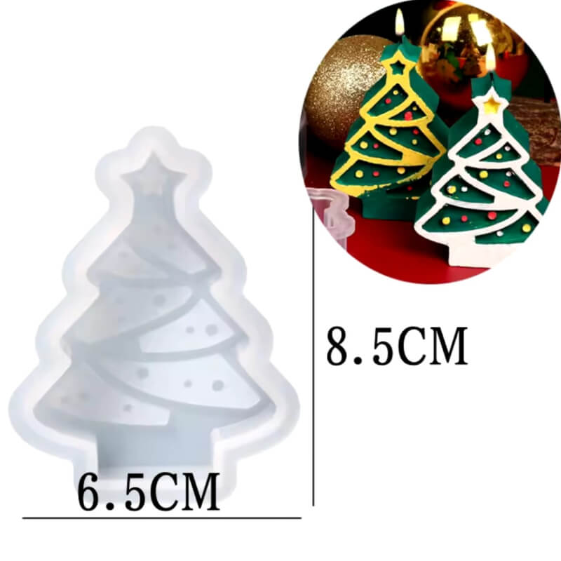 Molde de silicona con diseño de ARBOL NAVIDEÑO 2D para uso en velas, jabones, cemento, yeso, resina.