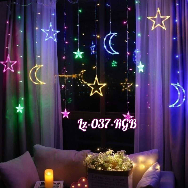 CORTINA DE LUZ RGB 3 ANCHO ANCHO LUNA CON ESTRELLAS
