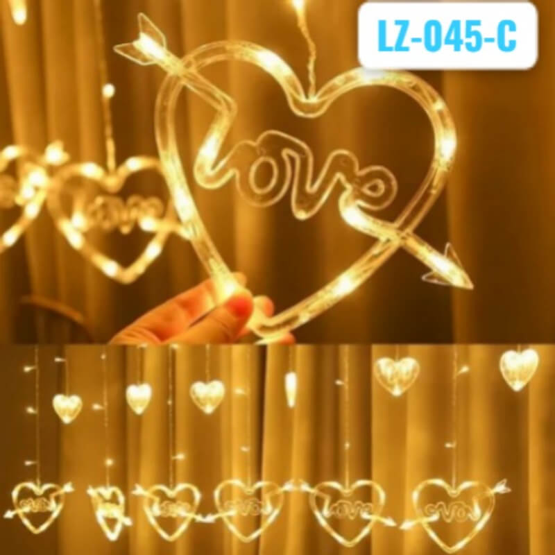 Cortina Luces Led Corazon Amor Love Boda Fiesta Grandes Calido
