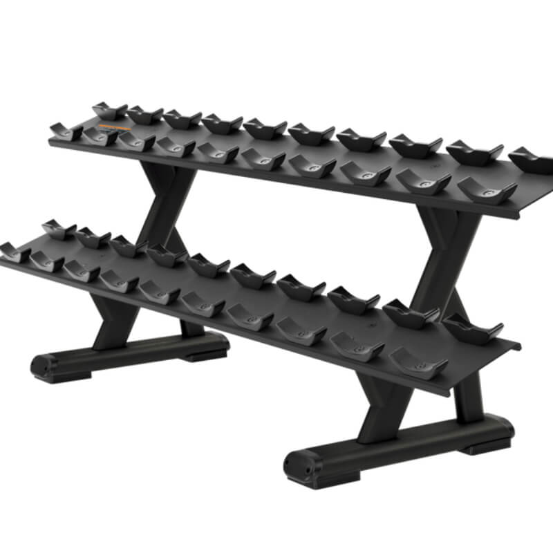 Rack de 2 niveles Precor para 10 pares de mancuernas serie Discovery| Fitness Solutions Ecuador