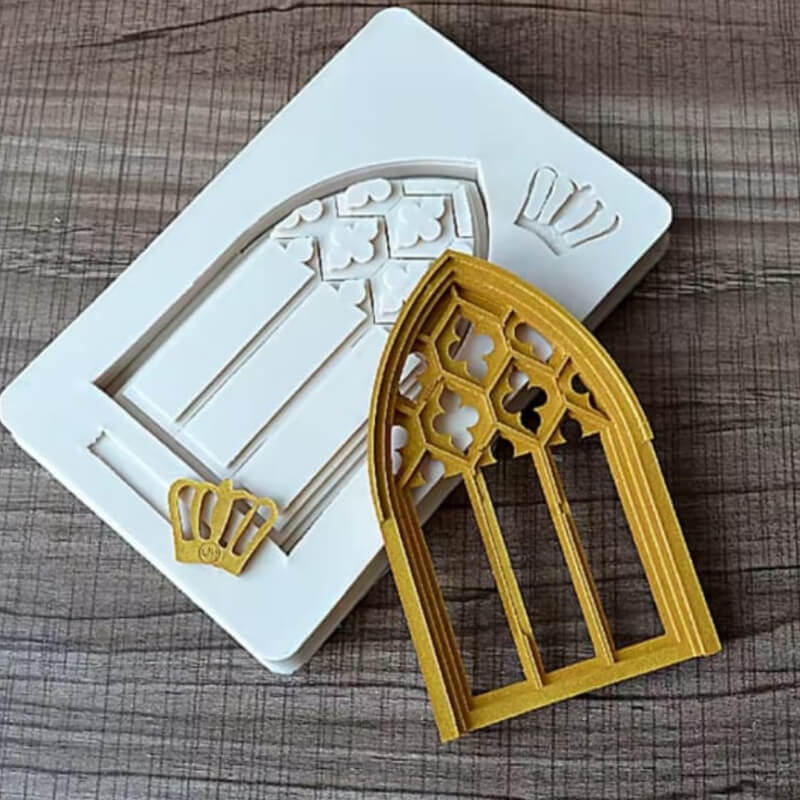 Molde de silicona de una Ventana tipo Barroco, elaborado en silicona para uso en resina epoxi. Descuento.