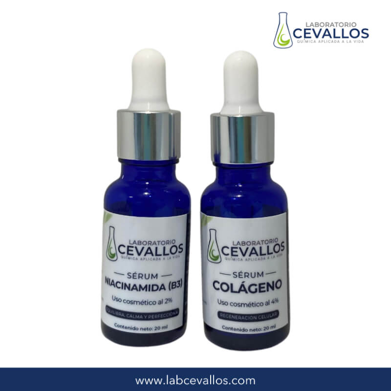 Kit Sérum de Niacinamida 2% + Sérum de Colágeno 4% (20 ml c/u) | Laboratorio Cevallos