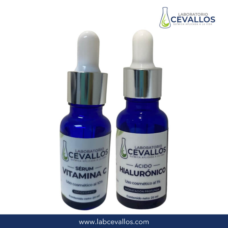 Kit Sérum Vitamina C 10% + Ácido Hialurónico 1% (20 ml c/u) | Laboratorio Cevallos