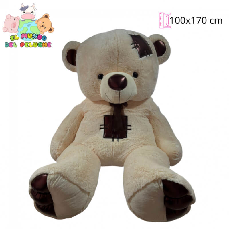 Peluche Oso Parche Mega | Diseño Gigante Premium Patchwork | 100x170 cm | El Mundo del Peluche