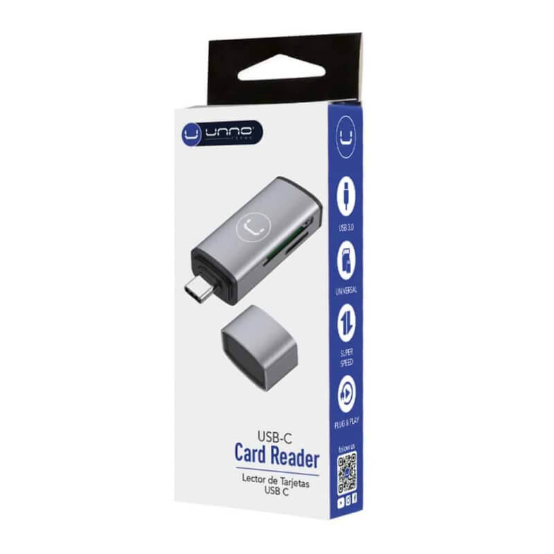 LECTOR DE MEMORIAS UNNO TEKNO CR1005GY EXTERNO USB TIPO C UNIVERSAL