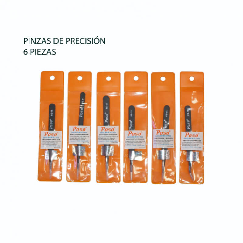 PINZAS DE PRECISION KIT BASICO 6 PIEZAS