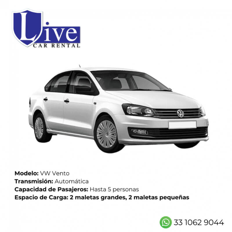 Renta de Auto VW Vento en Guadalajara - Gama Media, Seguro Completo y Millas Ilimitadas