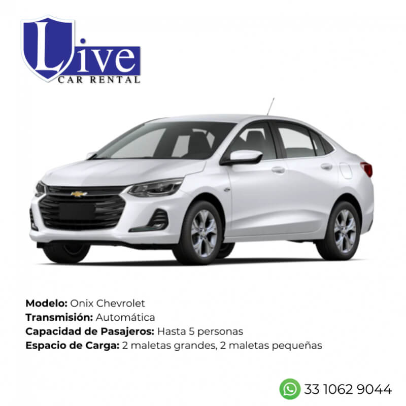 Renta de Auto Onix Chevrolet en Guadalajara - Gama Media, Seguro Completo y Millas Ilimitadas