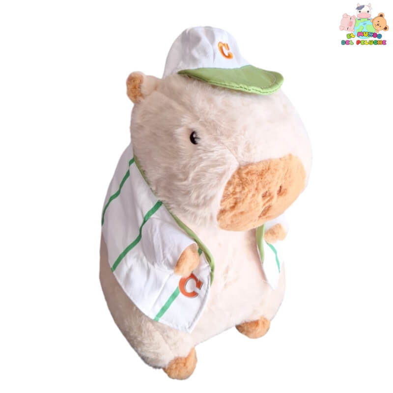 Peluche Capibara Beisbolista | Diseño Deportivo 30cm x 23cm | Uniforme de Béisbol | El Mundo del Peluche