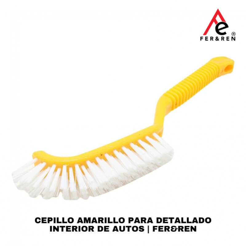 Cepillo Amarillo para Detallado Interior de Autos | FER&REN - Limpieza Profesional Multisuperficie