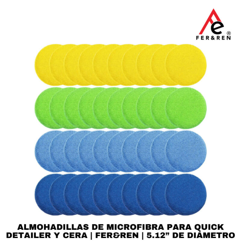 Almohadillas de Microfibra para Quick Detailer y Cera | Set de 5 Piezas | FER&REN - Aplicación Precisa y Acabado Profesional