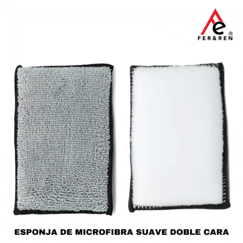 Esponja de Microfibra Doble Cara FER&REN – Limpieza Suave para Cuero e Interiores de Auto