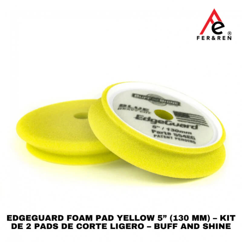 EdgeGuard Foam Pad Yellow 5” (130 mm) – Kit de 2 Pads de Corte Ligero | Buff and Shine