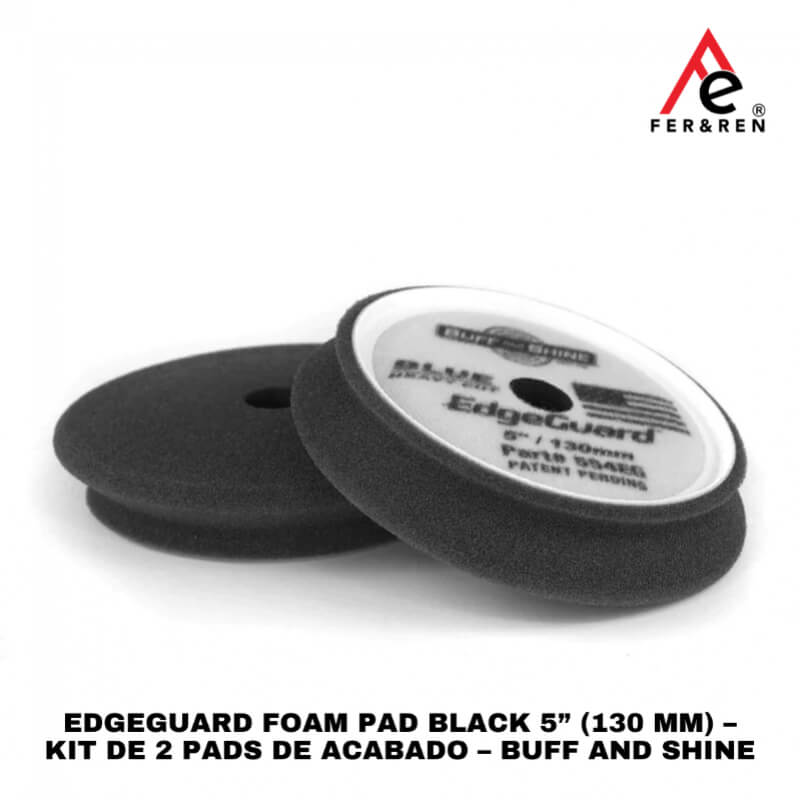 EdgeGuard Foam Pad Black 5” (130 mm) – Kit de 2 Pads de Acabado Profesional Buff and Shine