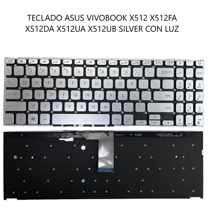 TECLADO ASUS Vivobook X512 X512FA X512DA X512UA X512UB SILVER CON LUZ