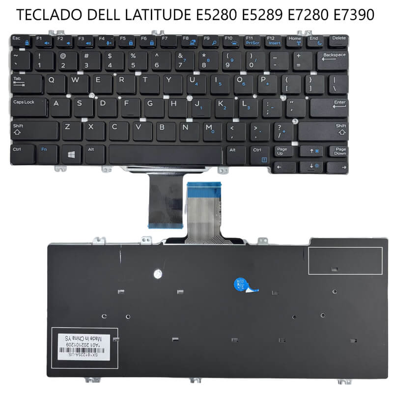 TECLADO Dell Latitude E5280 E5289 E7280 E7390 BLACK SIN LUZ