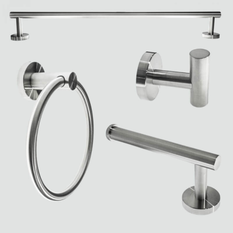 Accesorio de baño plateado 4 piezas