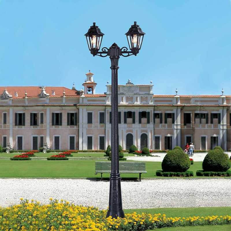 Farol Doble Anna con Poste Negro 2xE27 IP55 | Proluxes