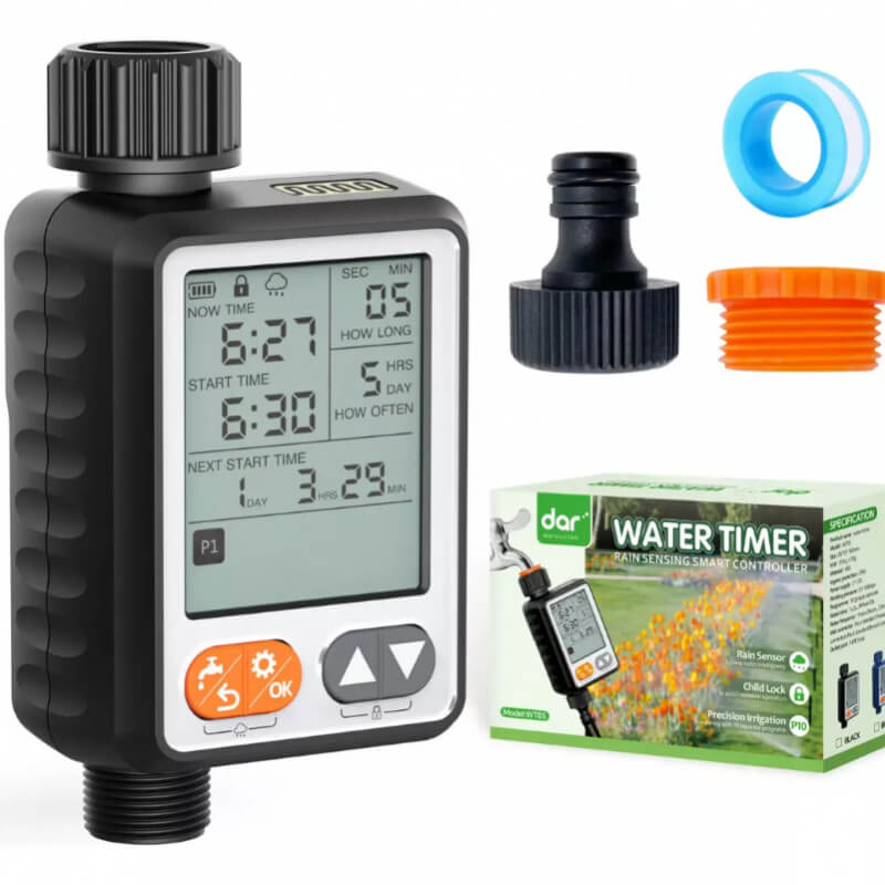 Controlador jardin residencial para grifo de agua - 1 salida con sensor de lluvia