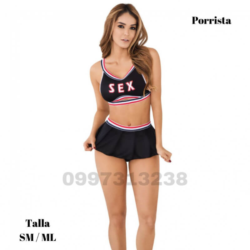 Disfraz Sexy de Porrista Erótico para Mujer - Incluye Top, Falda y Moño
