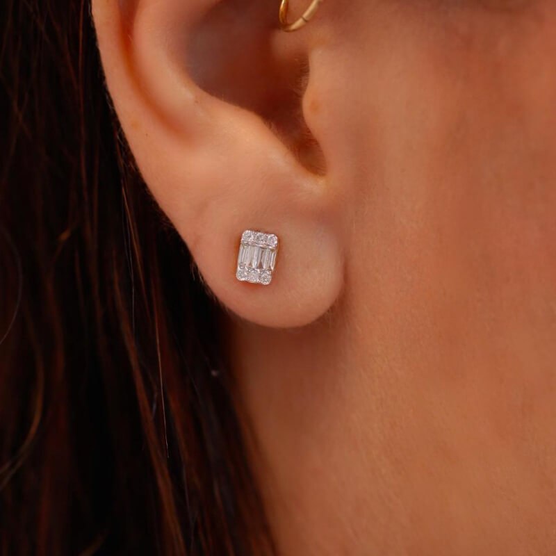 ARETES DE DIAMANTES CUADRADOS
