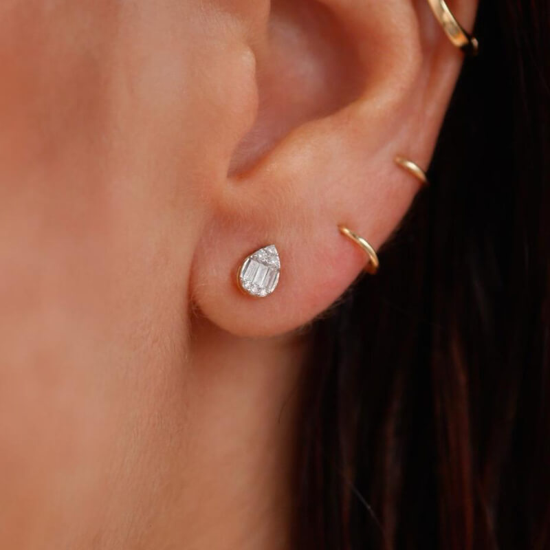 ARETES DE DIAMANTES EN GOTA