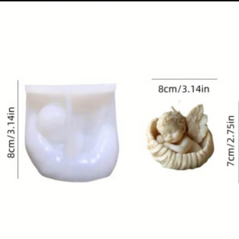 Molde silicona de Ángel en Concha. para uso de velas, jabón, chocolate, resina, porcelana fría, yeso, cemento.